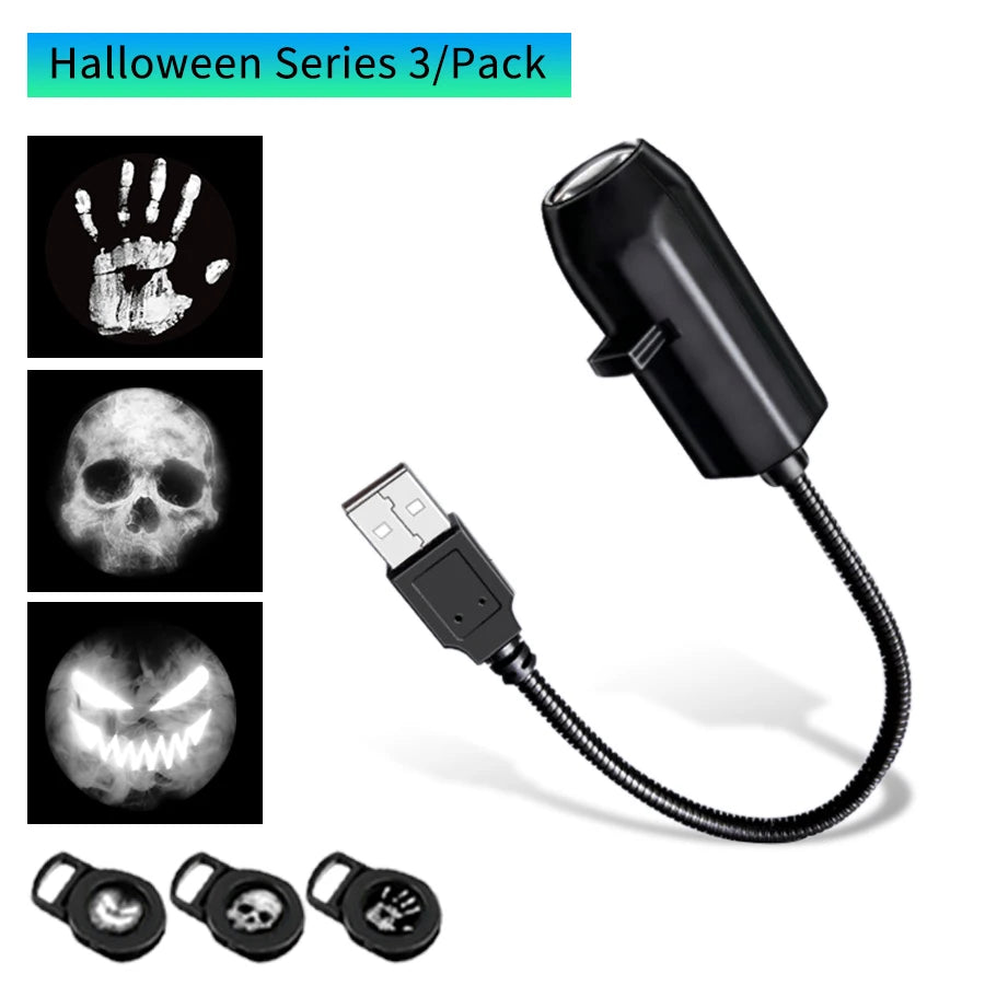 Halloween LED Moon Projector Night Light – Pumpkin Projection Lamp, USB Powered Ceiling & Wall Projector, Christmas Atmosphere Mood Light for Bedroom & Party Decor