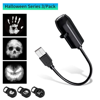Halloween LED Moon Projector Night Light – Pumpkin Projection Lamp, USB Powered Ceiling & Wall Projector, Christmas Atmosphere Mood Light for Bedroom & Party Decor