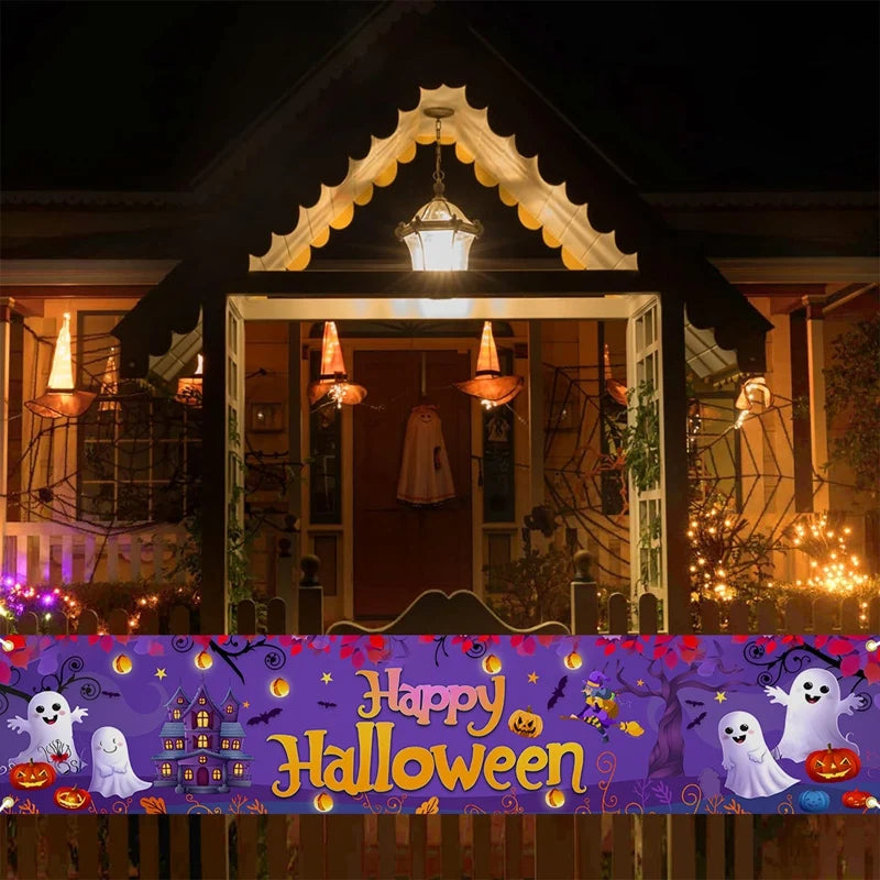 Halloween Hanging Banner – 200cm Pumpkin & Ghost Party Decoration