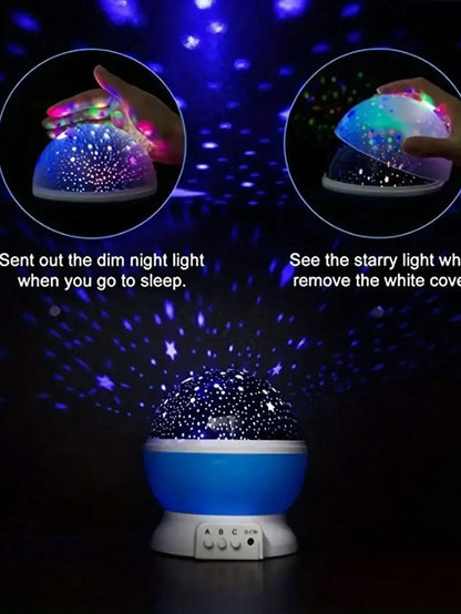🌙 360° Rotating LED Star & Moon Projection Lamp – Acrylic Night Light & Room Decor