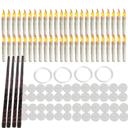 Floating LED Halloween Candles with Magic Wand – Flameless Flickering Hanging Candles 🕯️✨