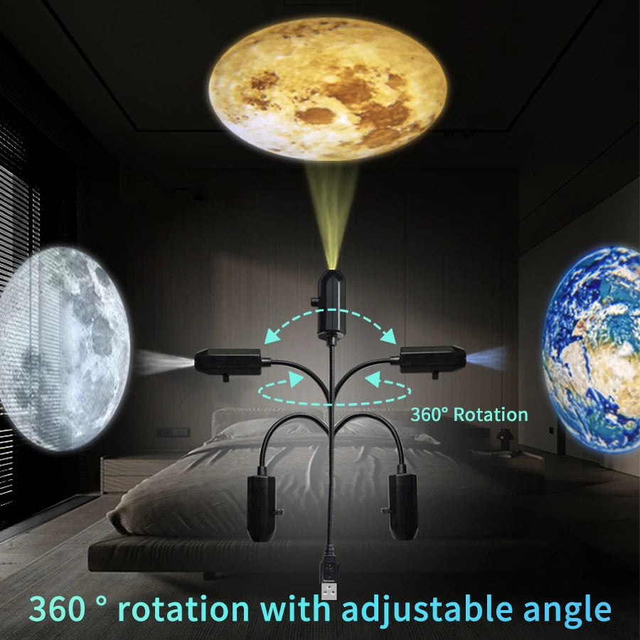 Halloween LED Moon Projector Night Light – Pumpkin Projection Lamp, USB Powered Ceiling & Wall Projector, Christmas Atmosphere Mood Light for Bedroom & Party Decor
