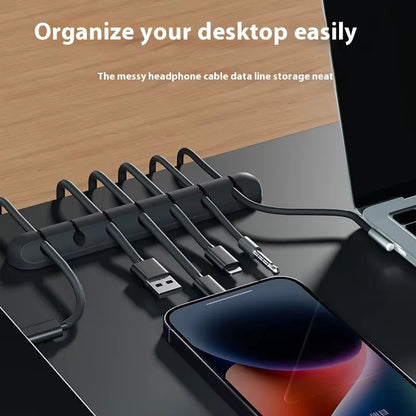 🔌 Self-Adhesive Silicone Cable Organizer – Desktop Cable Management Clips