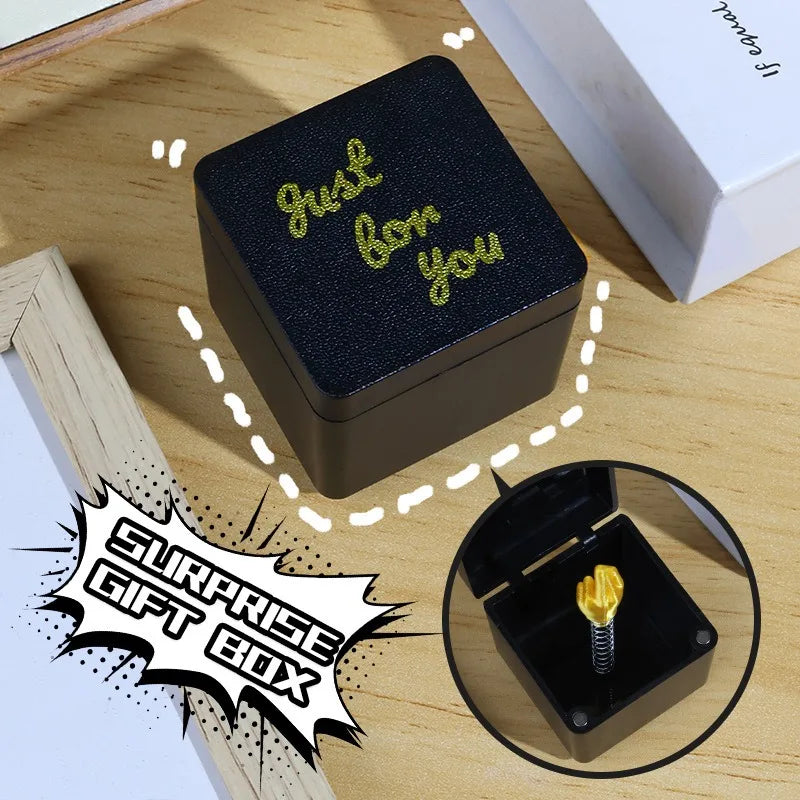 Funny Middle Finger in a Box – Novelty Desk Decor & Gag Gift for Office, Home, Halloween & Birthdays