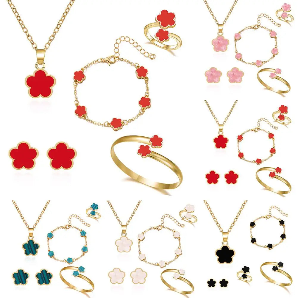 Elegant Five-Leaf Clover Jewelry