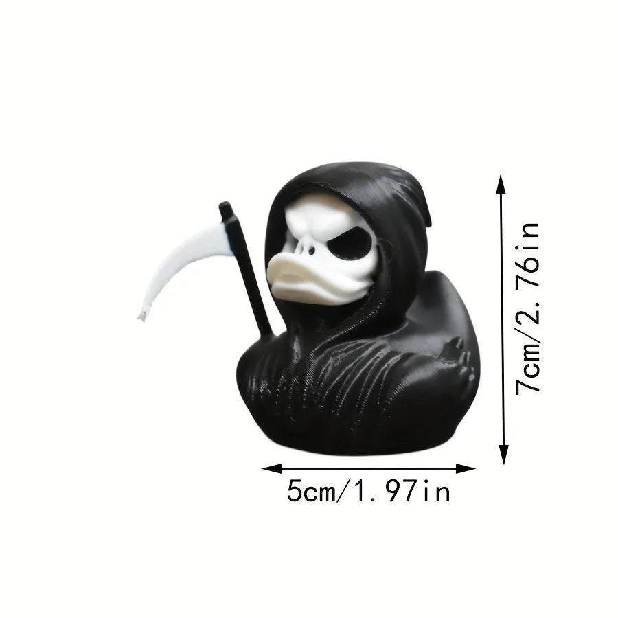 Grim Reaper Duck Statue – 3D Printed Halloween Skeleton Duck Decor