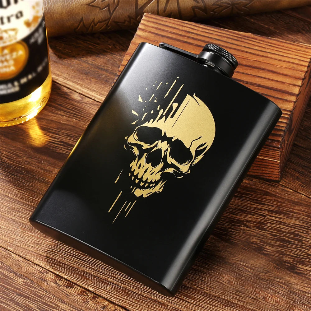 Punk Skull Pocket Flask – 8 oz Portable Metal Hip Flask 💀