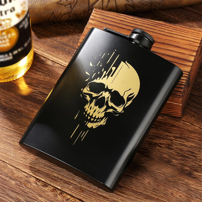 Punk Skull Pocket Flask – 8 oz Portable Metal Hip Flask 💀