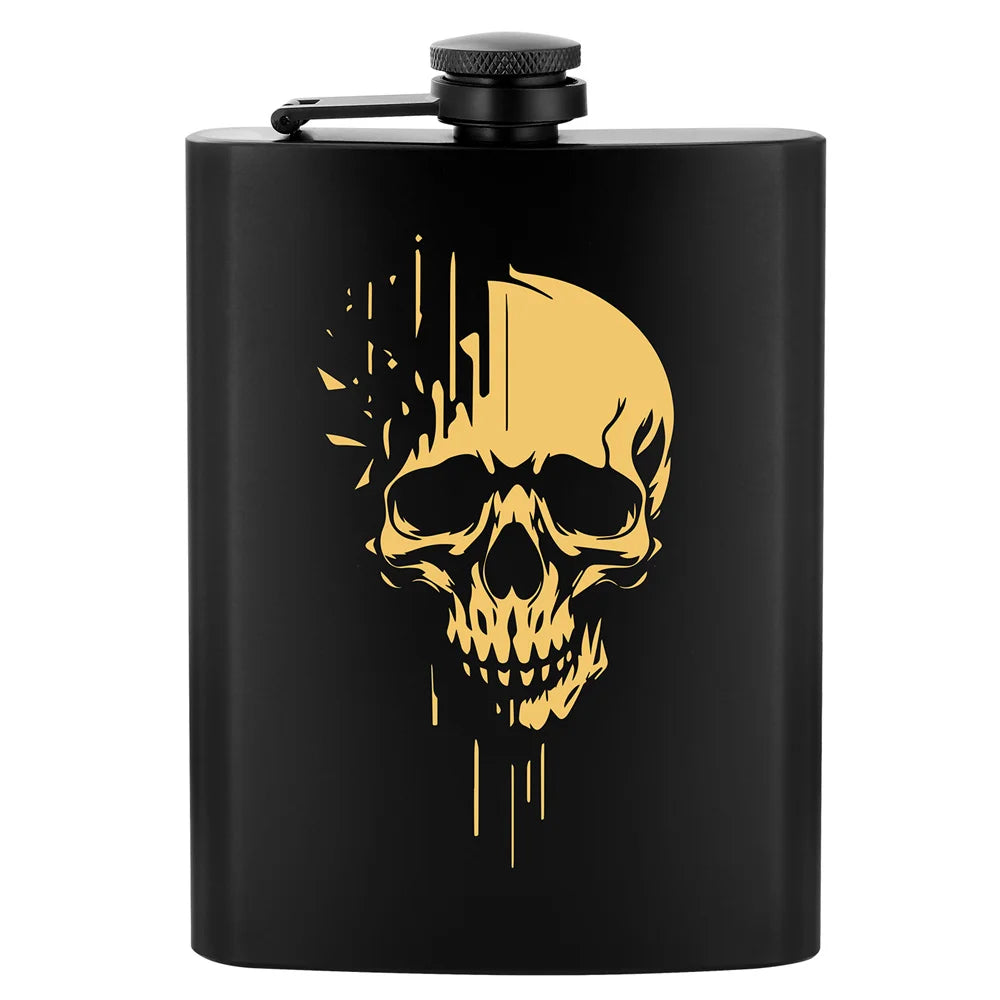 Punk Skull Pocket Flask – 8 oz Portable Metal Hip Flask 💀