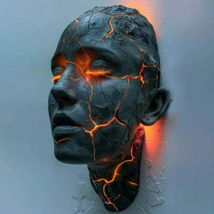 Cracked Soul Black Lava LED Wall Lamp – Gothic Glowing Crack Design