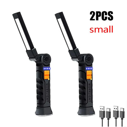 🔦 Portable COB LED Work Light – USB Rechargeable Flashlight with Magnetic Base, Hook & 360° Rotation