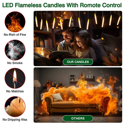 Floating LED Halloween Candles with Magic Wand – Flameless Flickering Hanging Candles 🕯️✨