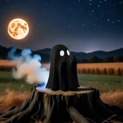 Cute Ghost Middle Finger Statue – Spooky Halloween Decor 👻🖕🎃