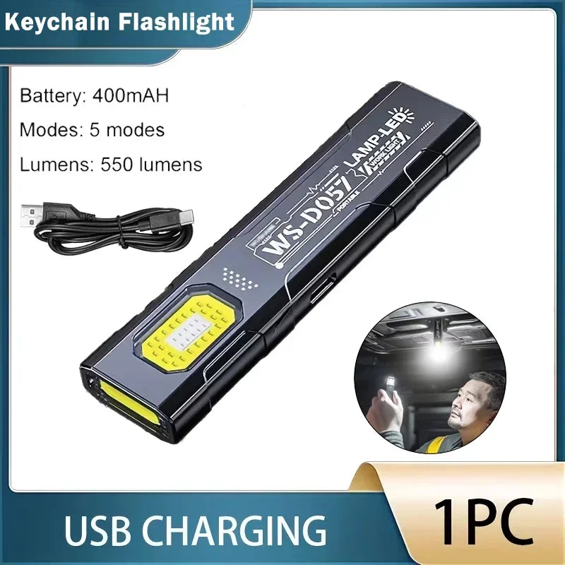 🔦 Portable COB LED Work Light – USB Rechargeable Flashlight with Magnetic Base, Hook & 360° Rotation