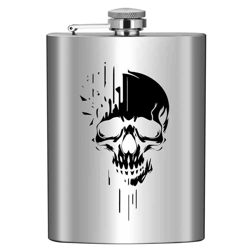 Punk Skull Pocket Flask – 8 oz Portable Metal Hip Flask 💀