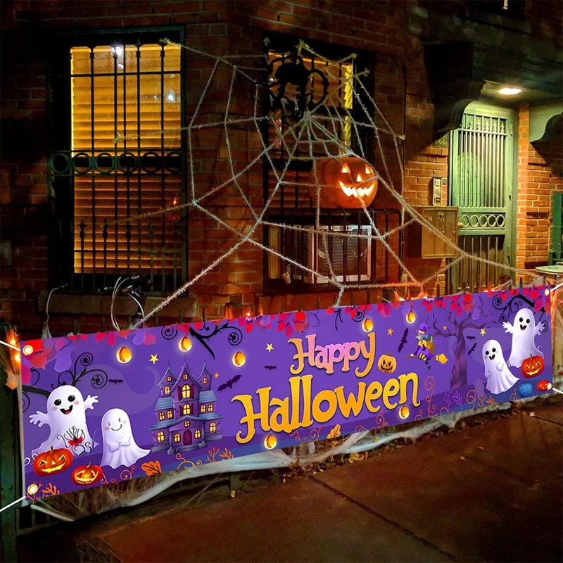 Halloween Hanging Banner – 200cm Pumpkin & Ghost Party Decoration