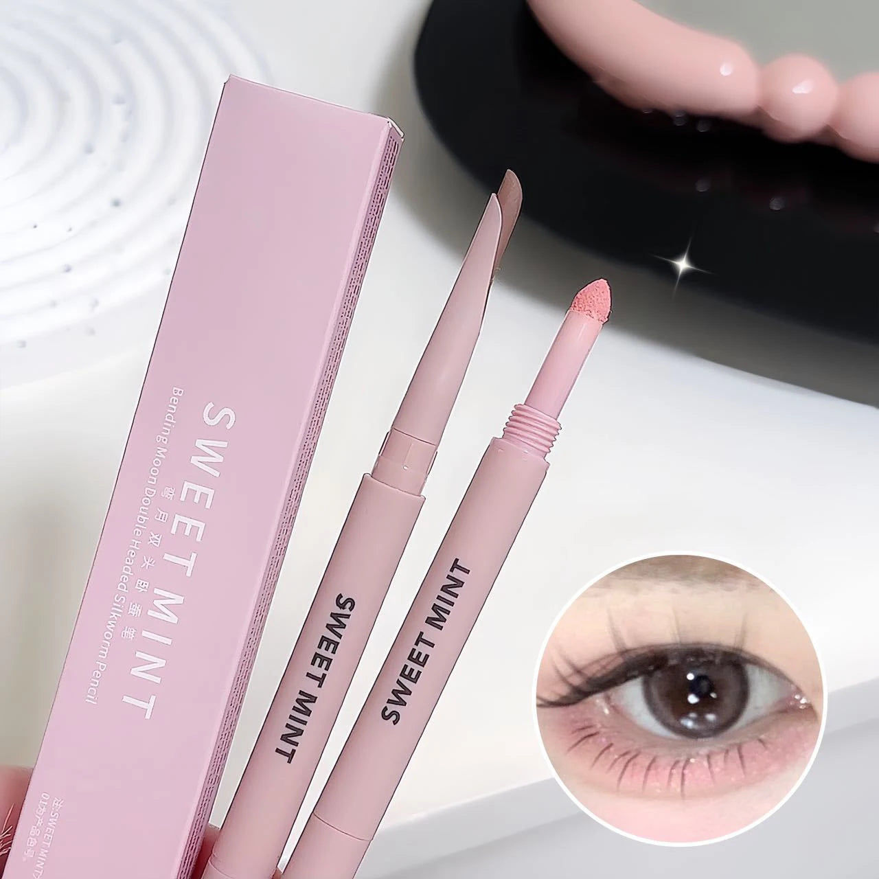 SWEET MINT Double-Ended Silkworm Eyeliner & Eyeshadow Stick – Long-Lasting Eye Makeup & Highlight