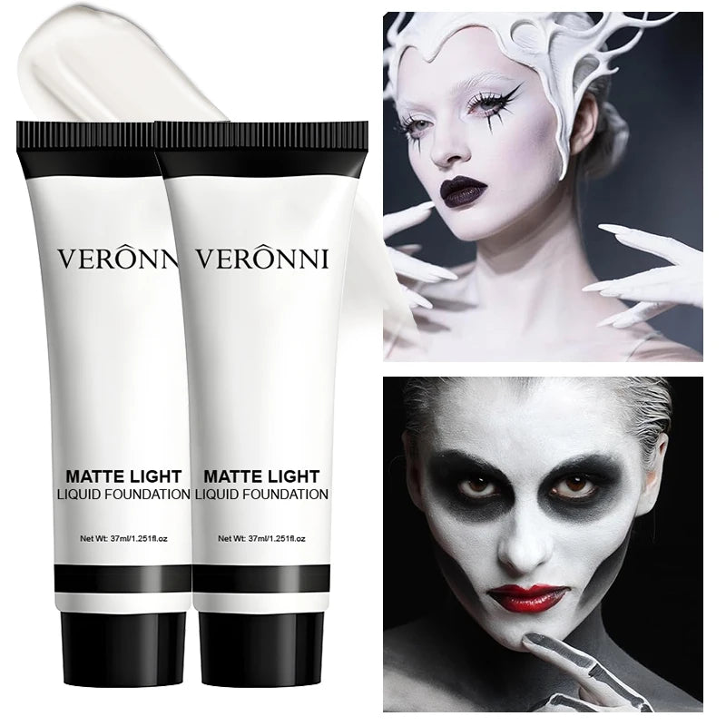Pure White Halloween Makeup Foundation – White Face & Body Paint, Foundation Adjuster & Concealer for Cosplay