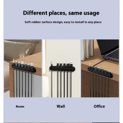 🔌 Self-Adhesive Silicone Cable Organizer – Desktop Cable Management Clips
