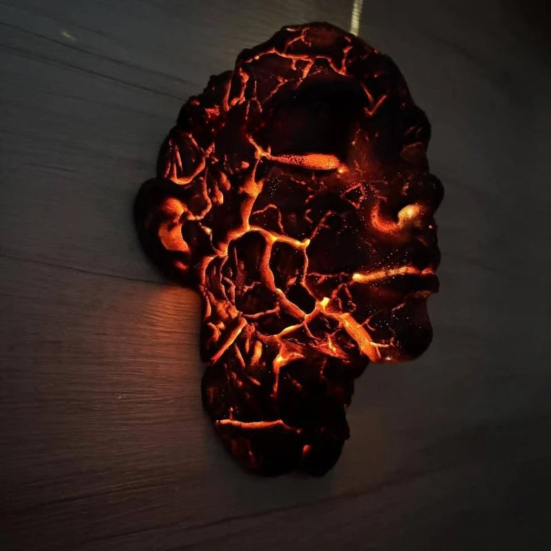 🖤 Cracked Soul LED Wall Light – Black Lava Design with Glowing Orange Cracks