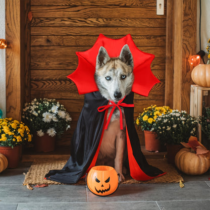 Dog Vampire Devil Costume Dog Halloween Cloak Cape Red Black Halloween Costumes For Small Medium Large Dogs