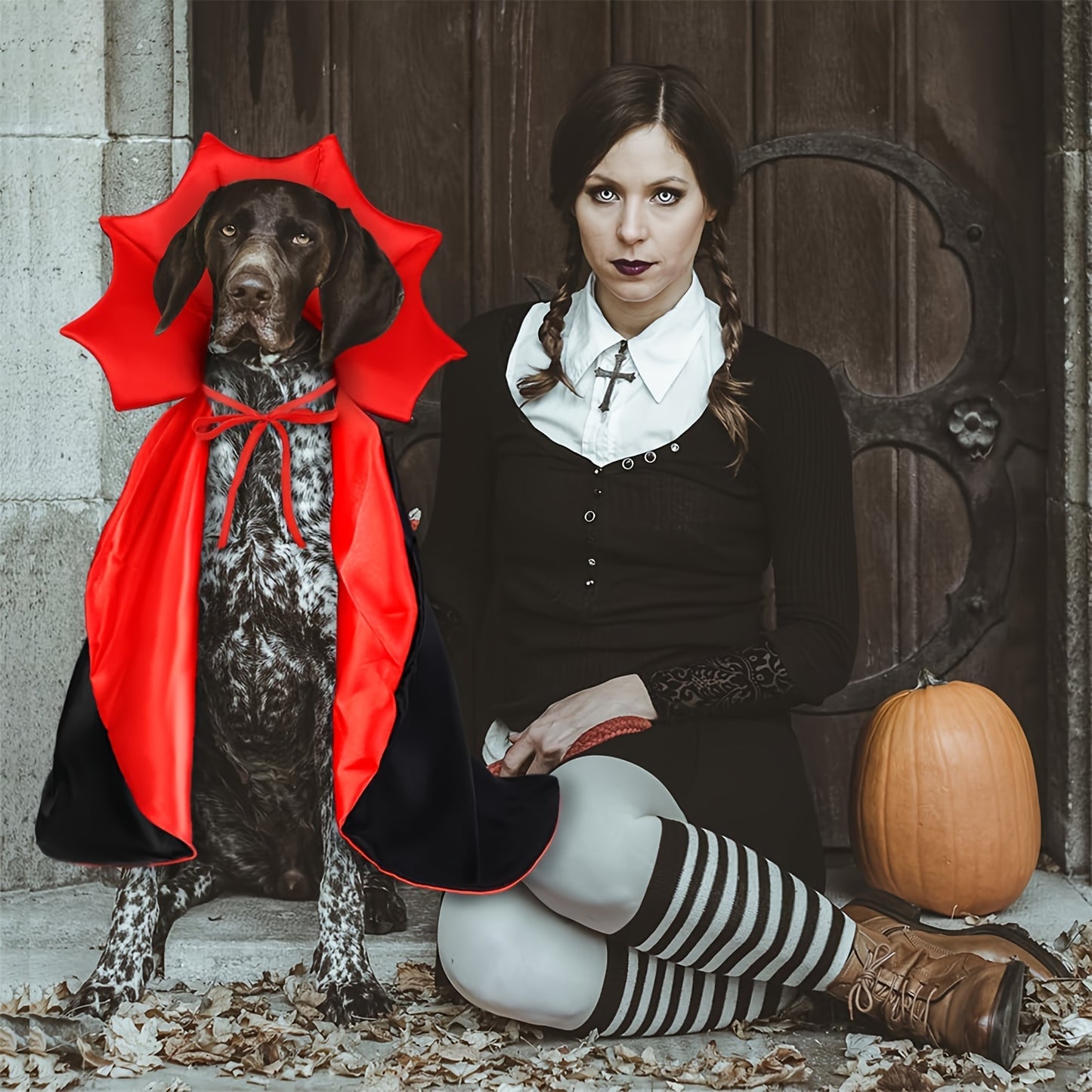 Dog Vampire Devil Costume Dog Halloween Cloak Cape Red Black Halloween Costumes For Small Medium Large Dogs
